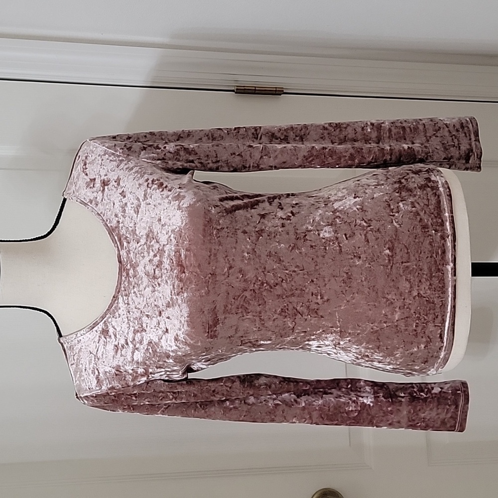 Dresscode LA, Size Unknown Dusty Rose Crushed Velvet Long Sleeve Top